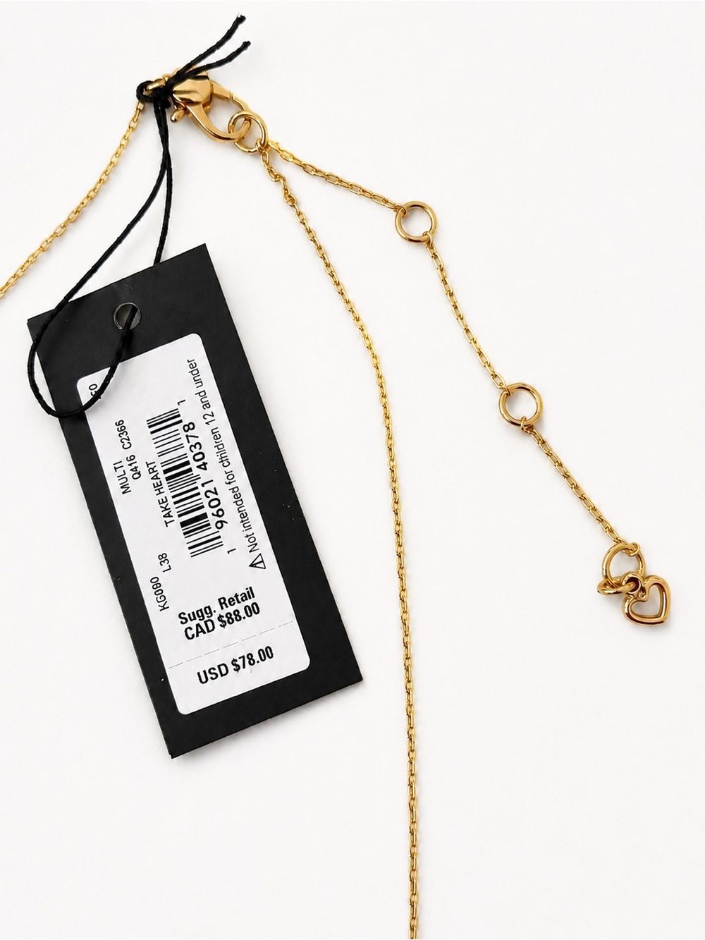 Kate Spade Take Heart Pendant Necklace Multicolor Crystal Heart KG090 NWT - Picture 6 of 7